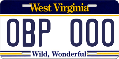 WV license plate OBP000