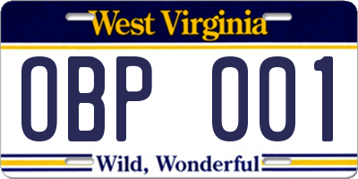 WV license plate OBP001