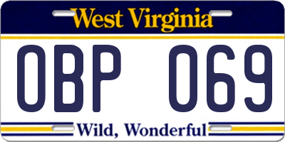 WV license plate OBP069