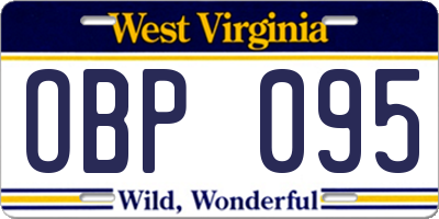 WV license plate OBP095