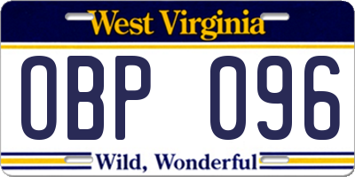 WV license plate OBP096