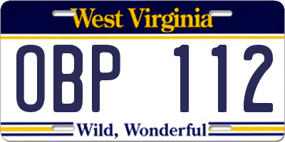 WV license plate OBP112