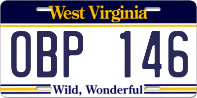 WV license plate OBP146