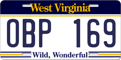 WV license plate OBP169