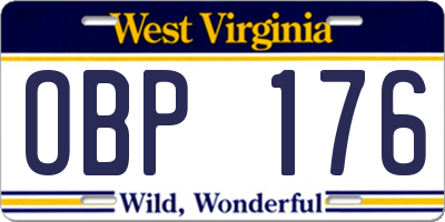 WV license plate OBP176