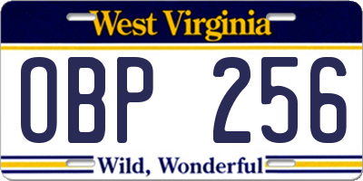 WV license plate OBP256