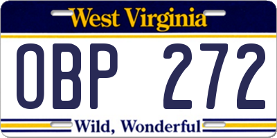 WV license plate OBP272