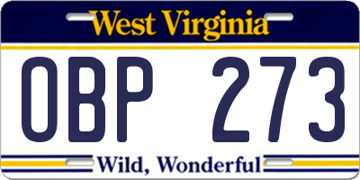 WV license plate OBP273