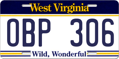 WV license plate OBP306