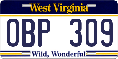 WV license plate OBP309