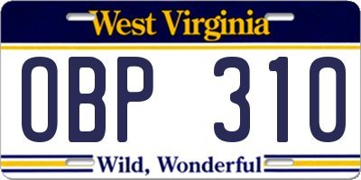 WV license plate OBP310