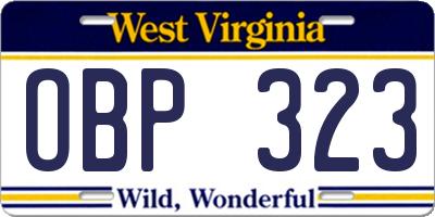 WV license plate OBP323