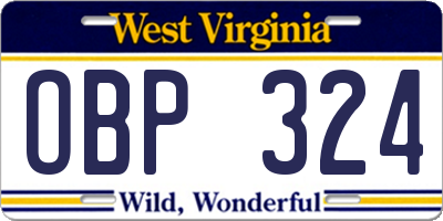 WV license plate OBP324