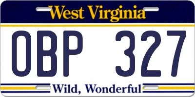 WV license plate OBP327