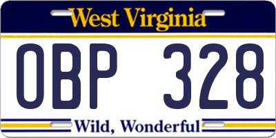 WV license plate OBP328
