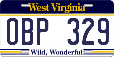WV license plate OBP329