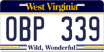 WV license plate OBP339