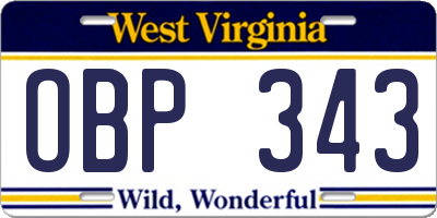 WV license plate OBP343