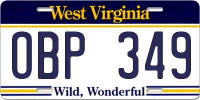 WV license plate OBP349