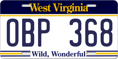 WV license plate OBP368