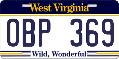 WV license plate OBP369