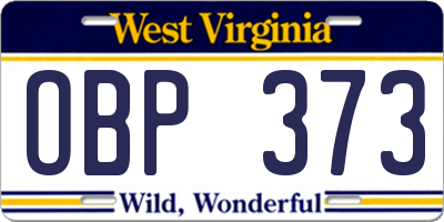 WV license plate OBP373