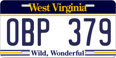 WV license plate OBP379