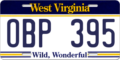 WV license plate OBP395