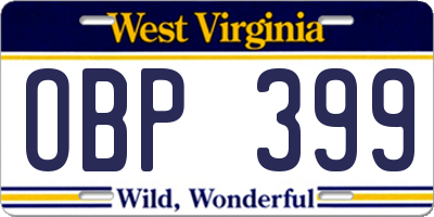 WV license plate OBP399