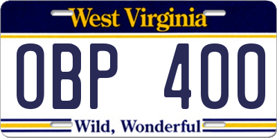 WV license plate OBP400