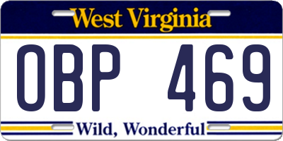 WV license plate OBP469