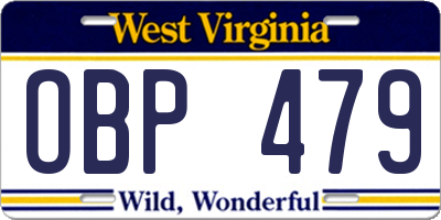 WV license plate OBP479