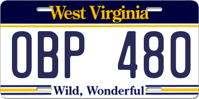 WV license plate OBP480