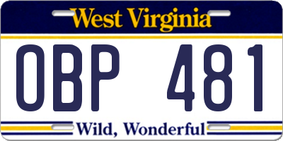 WV license plate OBP481