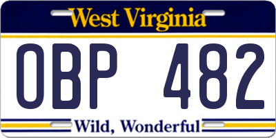 WV license plate OBP482