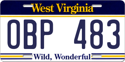 WV license plate OBP483