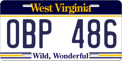 WV license plate OBP486