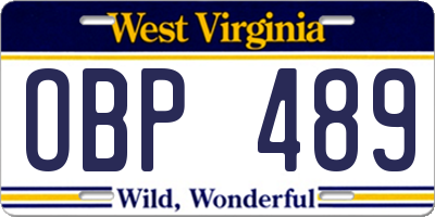 WV license plate OBP489
