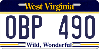 WV license plate OBP490