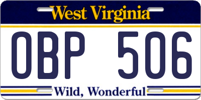 WV license plate OBP506