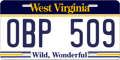 WV license plate OBP509