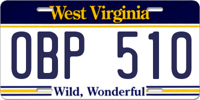WV license plate OBP510