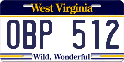 WV license plate OBP512