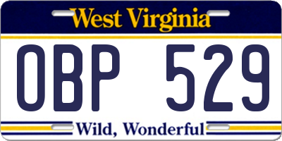 WV license plate OBP529