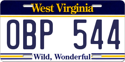 WV license plate OBP544