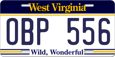 WV license plate OBP556