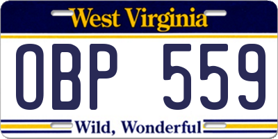 WV license plate OBP559