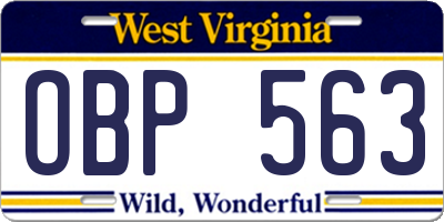 WV license plate OBP563