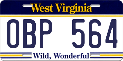 WV license plate OBP564