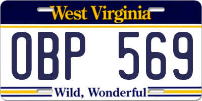 WV license plate OBP569